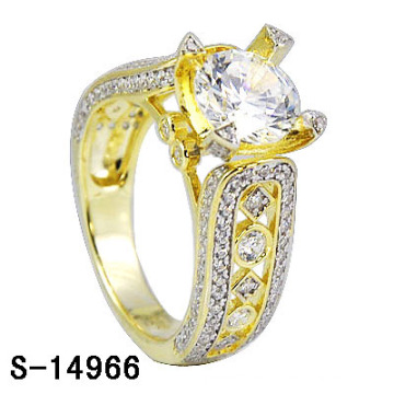 925 plateó el anillo plateado oro de las mujeres del anillo de boda 14k.